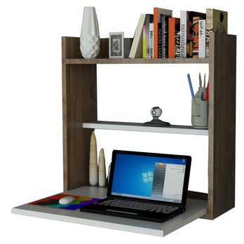 Nástenný vyklápací stôl LAPTOP biela/orech 4