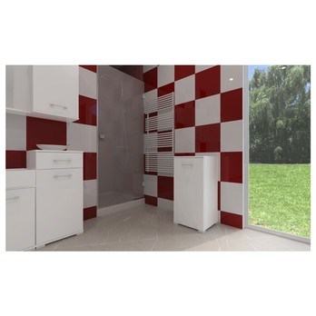 Skrinka s košom na bielizeň LARA biela 1