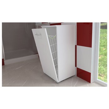 Skrinka s košom na bielizeň LARA biela 2