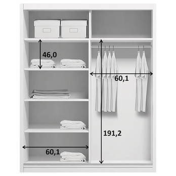 Šatníková skriňa LAYS 1 biela, šírka 125 cm, výška 245 cm 2