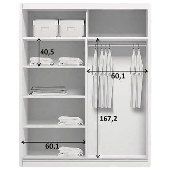 Šatníková skriňa LAYS 3 biela, šírka 125 cm, výška 215 cm 1