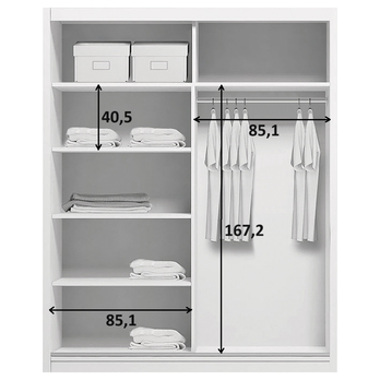 Šatníková skriňa LAYS 5 biela, šírka 175 cm, výška 215 cm 2