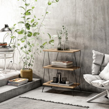 Prístavný stolík LAZANDO borovica/čierna 1