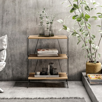 Prístavný stolík LAZANDO borovica/čierna 2