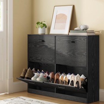 Výklopná skrinka na topánky LECO tmavohnedá 1