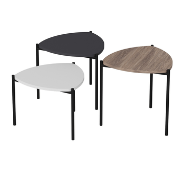 Prístavný stolík LENNY biela/antracitová/orech 2