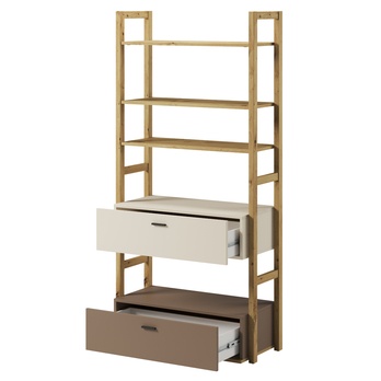 Regál LENNY dub artisan/béžová/hľuzovková 3