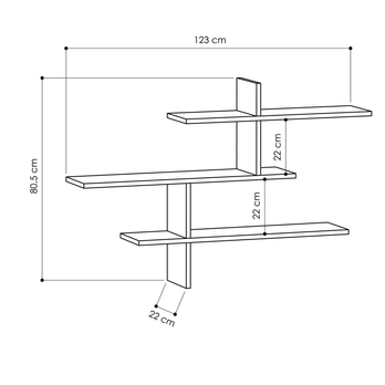 Nástenný regál LEO antracitová 3