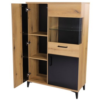 Vitrína LEONIDAS AS6 dub evoke/čierna lesklá 2