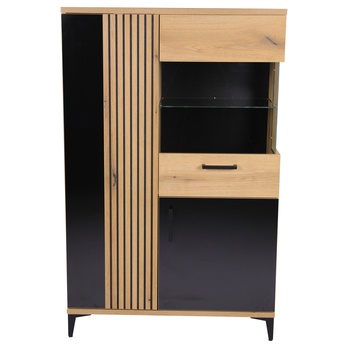 Vitrína LEONIDAS AS6 dub evoke/čierna lesklá 3