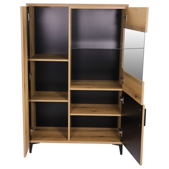 Vitrína LEONIDAS AS6 dub evoke/čierna lesklá 4