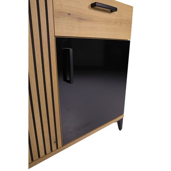 Vitrína LEONIDAS AS6 dub evoke/čierna lesklá 6