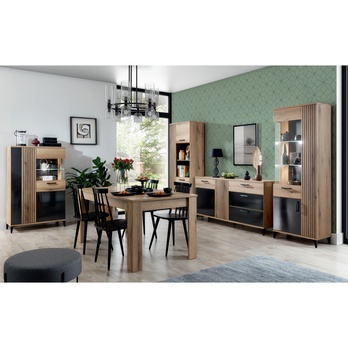 Vitrína LEONIDAS AS6 dub evoke/čierna lesklá 1