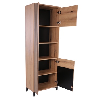 Regál LEONIDAS AS9 dub evoke/čierna lesklá 2