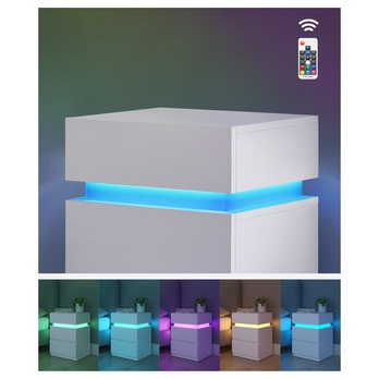 Súprava 2 ks nočných stolíkov LETNIGHT 5 biela 2