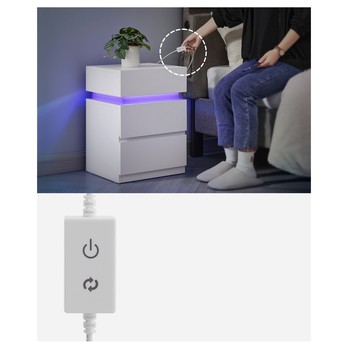 Súprava 2 ks nočných stolíkov LETNIGHT 5 biela 4