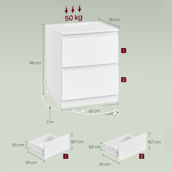 Súprava nočných stolíkov LETNIGHT 6 biela 5