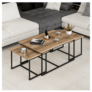 Konferenčný stolík LEVADA orech/čierna, sada 3 ks 1