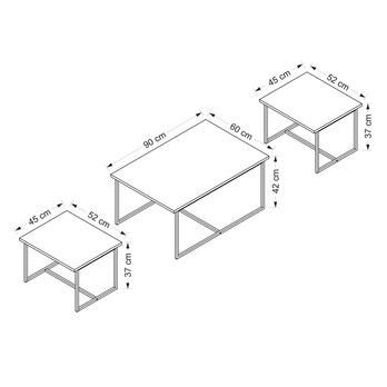 Konferenčný stolík LEVADA orech/čierna, sada 3 ks 5