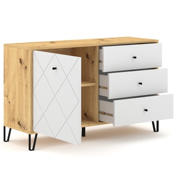 Komoda LIAM 5 dub artisan/biela matná 2