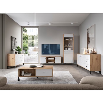 Regál LIAM 7 dub artisan/biela matná 1