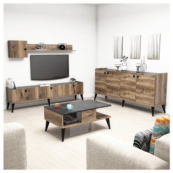 Obývacia stena LIDYA 2 prírodná/čierna 1