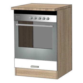 Spodná skrinka na rúru LIGHT 60 biela/dub sonoma 2