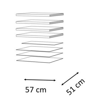 Súprava políc a chrbtov k vysokej skrini LIGHT L10 biela, (4x police, 4x chrbát) 2