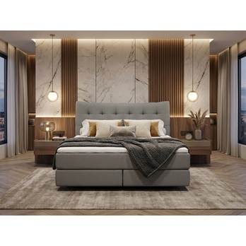 Posteľ boxspring LIMONE svetlosivá, 140x200 cm 2