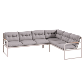 Jedálenská zostava LINDOS orech/teak/sivá/biela 4