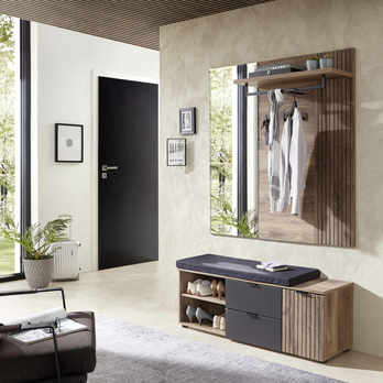 Lavica s úložným priestorom LINEA dub umbra/sivá, šírka 134 cm 1