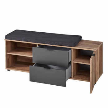 Lavica s úložným priestorom LINEA dub umbra/sivá, šírka 134 cm 2
