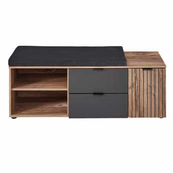 Lavica s úložným priestorom LINEA dub umbra/sivá, šírka 134 cm 3