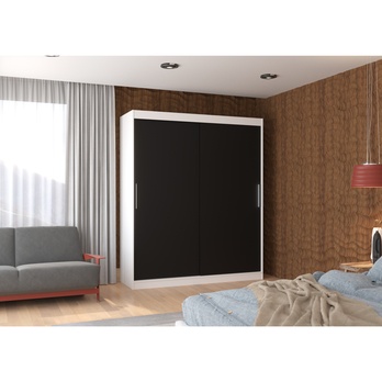 Šatníková skriňa LINTON biela/čierna 1