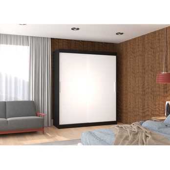 Šatníková skriňa LINTON čierna/biela 1