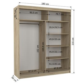 Šatníková skriňa LINTON dub sonoma 4