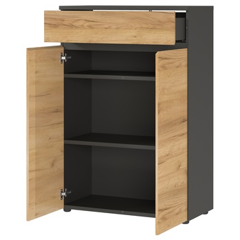 Komoda LISSABON grafitová/dub navarra, výška 120 cm 1