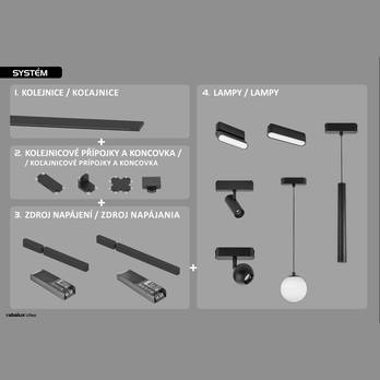 Stropné svietidlo pre koľajnicový systém LITRACK LINE 70102 čierna, LED, 16 W, teplá biela 7
