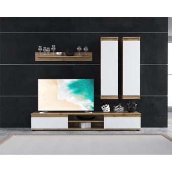 Obývacia stena LÍVIA dub taxo/biela 1