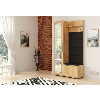 Predsieňová zostava LÍVIA dub craft/čierna/zrkadlo, ľavá 1