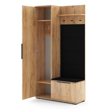 Predsieňová zostava LÍVIA dub craft/čierna/zrkadlo, ľavá 2