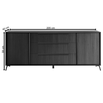 Komoda  LIVING 7 čierna popolavá 3