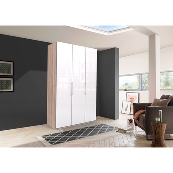 Šatníková skriňa LOFT 567 biela/dub sonoma, 2-dverová 1