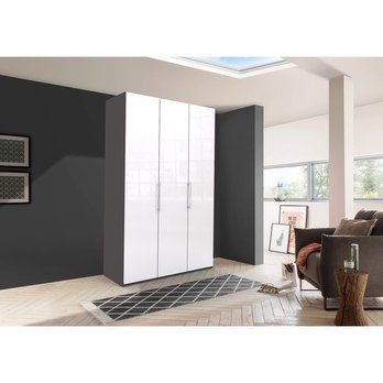 Šatníková skriňa LOFT 567 biela/antracitová, 2-dverová 1