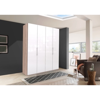 Šatníková skriňa LOFT 587 biela/dub sonoma, 2-dverová 1