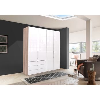 Šatníková skriňa LOFT 597 biela/dub sonoma, pravé, 2-dverová 1