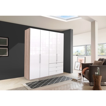 Šatníková skriňa LOFT 597 biela/dub sonoma, ľavé, 2-dverová 1