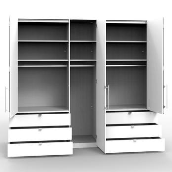 Šatníková skriňa LOFT 647 biela/antracitová, 6 zásuviek, 3-dverová 2