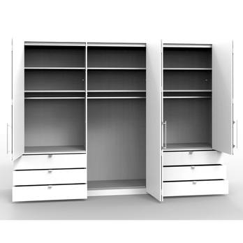 Šatníková skriňa LOFT 692 biela/dub sonoma, 6 zásuviek, 3-dverová 2