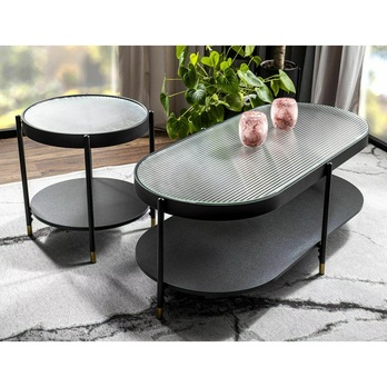 Prístavný stolík LOGENO transparentná/čierna 1